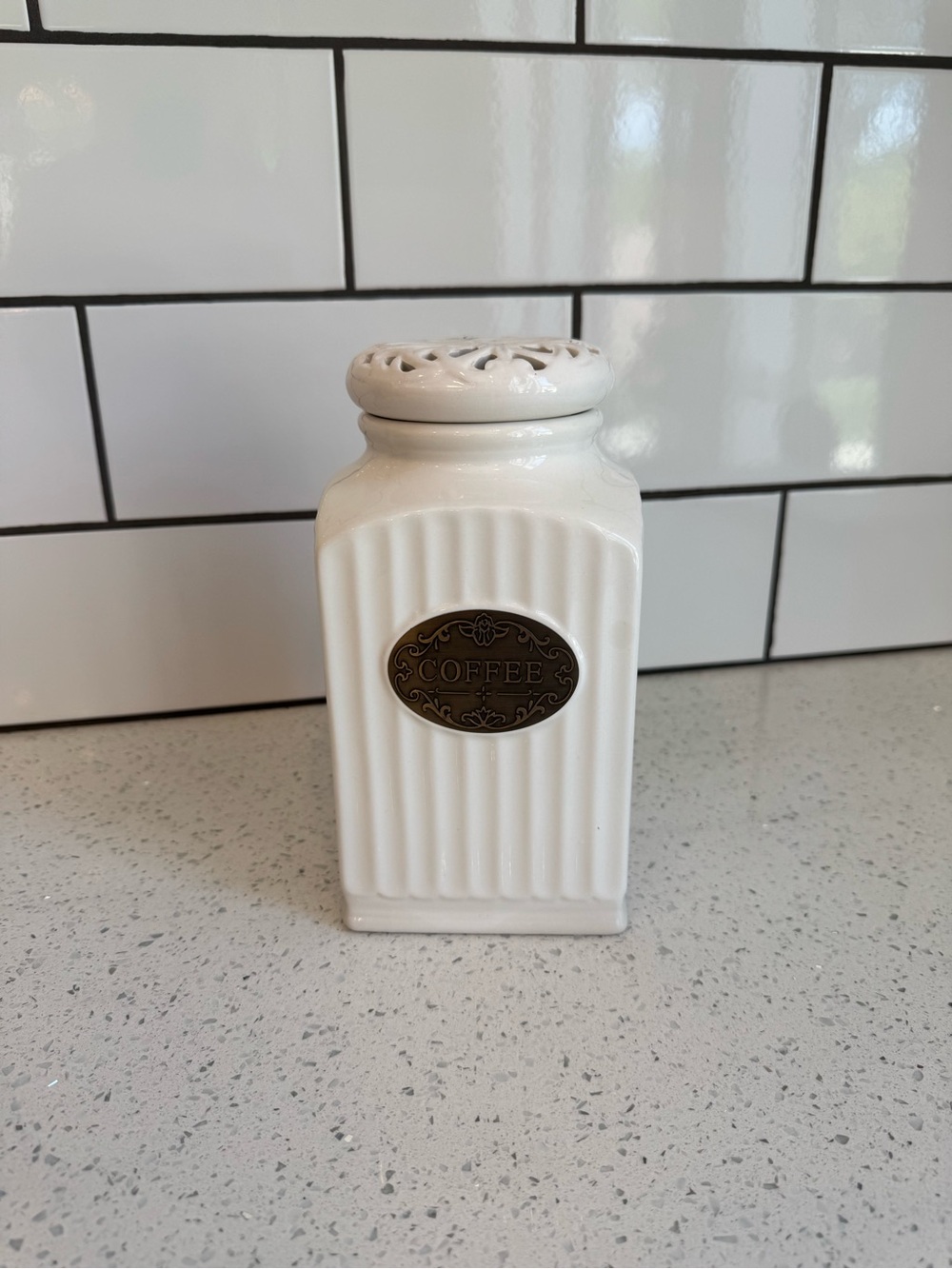 THL White Ceramic Coffee Canister